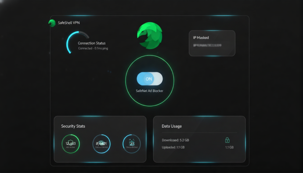 SafeShell VPN dashboard