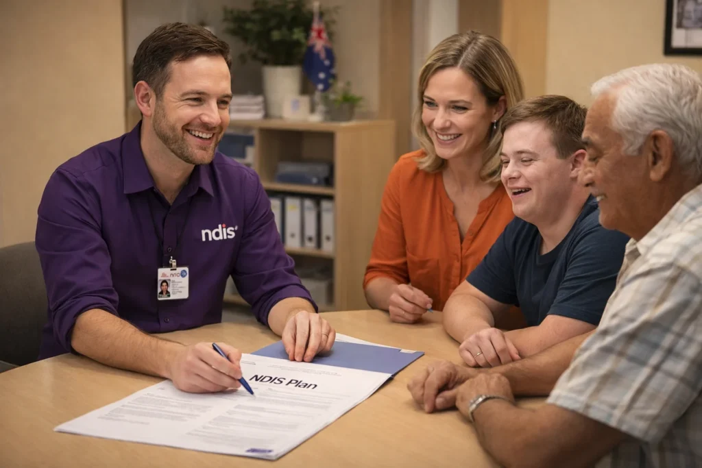 NDIS Local Area Coordinator (LAC) meeting with an Australian participant 